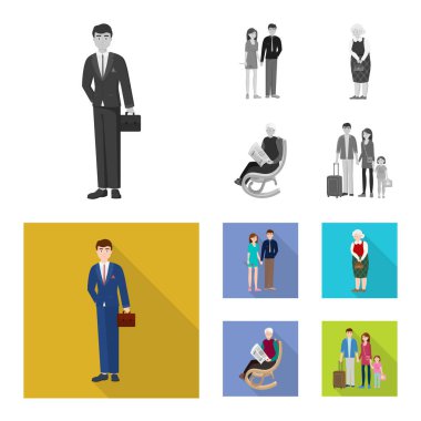 Karakter ve avatar logo yalıtılmış nesne. Hisse senedi için karakter ve portre vektör simge topluluğu.