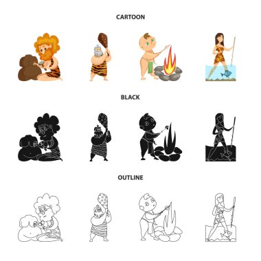 Evrim ve tarih öncesi simge vektör Illustration. Evrim ve geliştirme hisse senedi vektör çizim topluluğu.