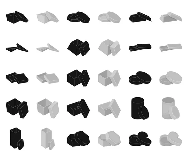 Διαφορετικά πλαίσια μαύρο, μονόχρωμες εικόνες σετ συλλογής για το σχεδιασμό. Συσκευασία κουτί διάνυσμα σύμβολο μετοχής web εικονογράφηση. — Διανυσματικό Αρχείο