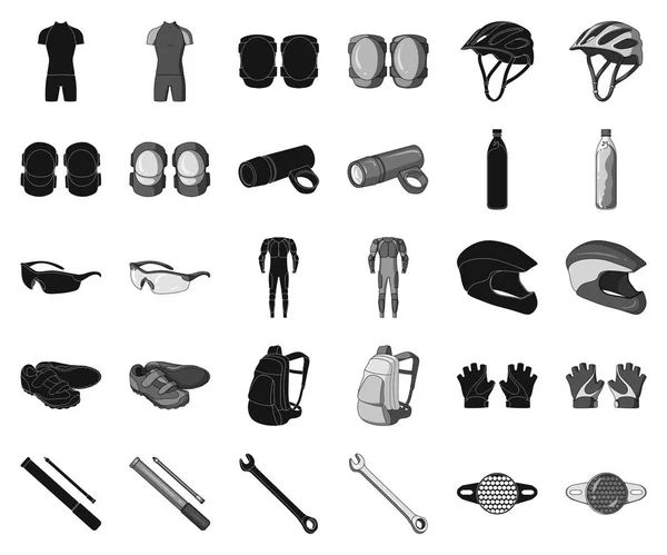 Bicycle outfit black, monochrome icons in set collection for design. Велосипеды и векторные символы . — стоковый вектор