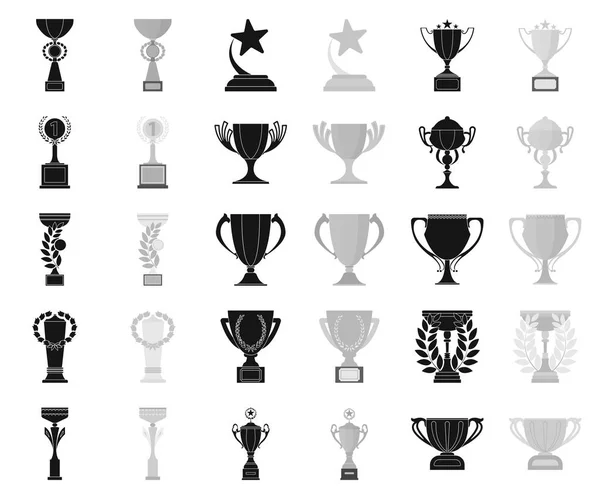 Copa de oro negro, iconos monocromáticos en la colección de conjuntos para el diseño. Ganadores Copa vector símbolo stock web ilustración . — Vector de stock