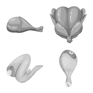 Mutfağı ve kuş logo vektör Illustration. Web için mutfağı ve kümes hayvanları hisse senedi simgesi kümesi.