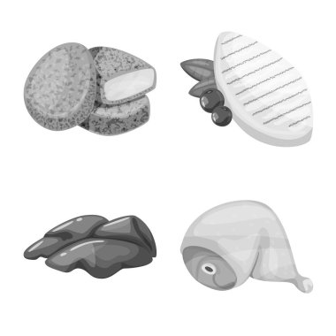 Mutfağı ve kuş simgesi yalıtılmış nesne. Mutfağı ve kümes hayvanları hisse senedi vektör çizim seti.