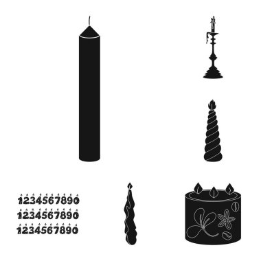 Mum ışığı ve dekorasyon simge vektör Illustration. Mum ışığı ve balmumu hisse senedi vektör çizim topluluğu.