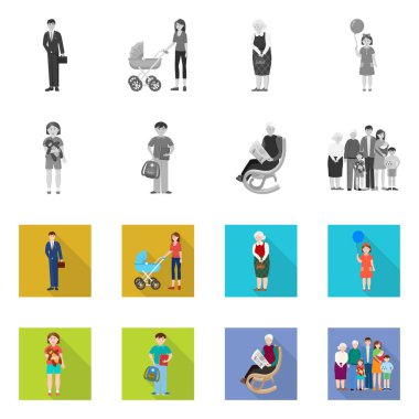 İzole işareti karakteri ve avatar nesne. Karakter ve portre hisse senedi vektör çizim topluluğu.