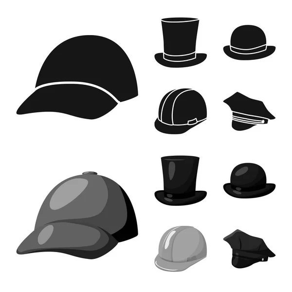 服装和帽子标志的矢量设计。服装和贝雷帽存货的汇集向量例证. — 图库矢量图片