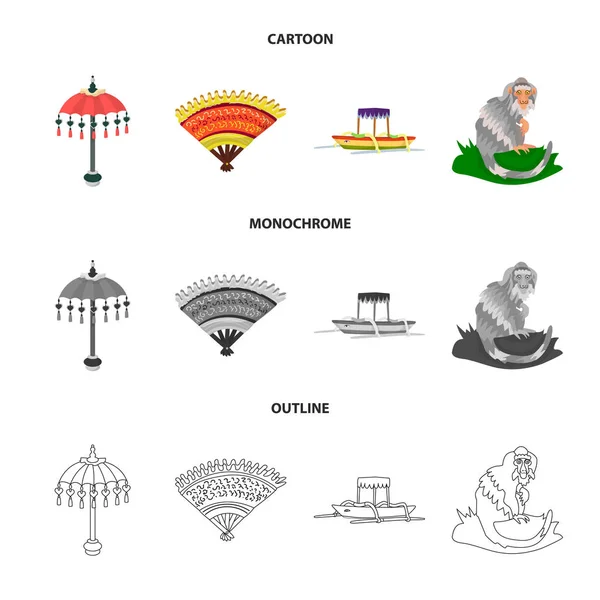 Objeto aislado de viaje y signo turístico. Conjunto de viaje e ilustración de vector de stock de isla . — Archivo Imágenes Vectoriales