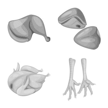 Mutfağı ve kuş işareti yalıtılmış nesne. Web için mutfağı ve kümes hayvanları hisse senedi simgesi kümesi.