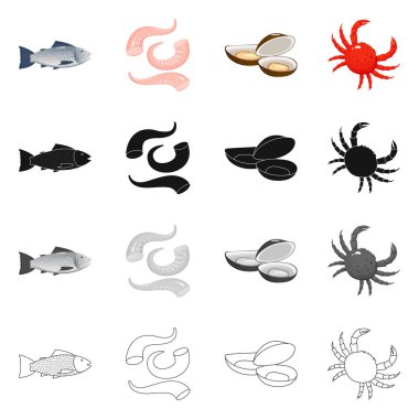 Taze ve restoran simge vektör Illustration. Taze ve deniz hisse senedi simgesi için web topluluğu.