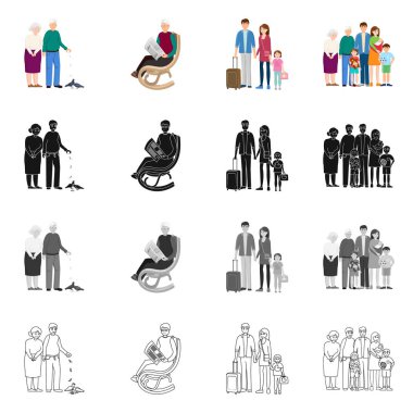 Karakter ve avatar simge yalıtılmış nesne. Web için karakter ve portre hisse senedi simgesi kümesi.