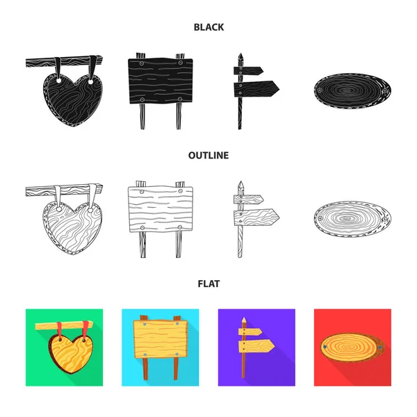 Objet isolé de l'icône brute et forêt. Collection d'icônes vectorielles en bois brut et feuillu pour stock . — Image vectorielle