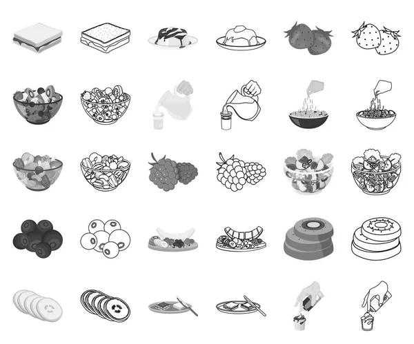 Dessert fragrant monochrome,outline icons in set collection for design. Food and sweetness vector symbol stock web illustration. — Stock Vector