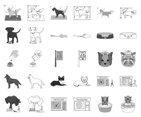 Animaux monochromes, icônes de contour dans la collection de jeu pour le design. Soins et éducation symbole vectoriel stock illustration web . — Image vectorielle