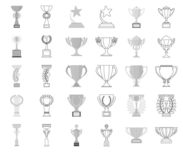 Gold Cup monochrome,outline icons in set collection for design. Winners Cup vector symbol stock web illustration. — Stock Vector