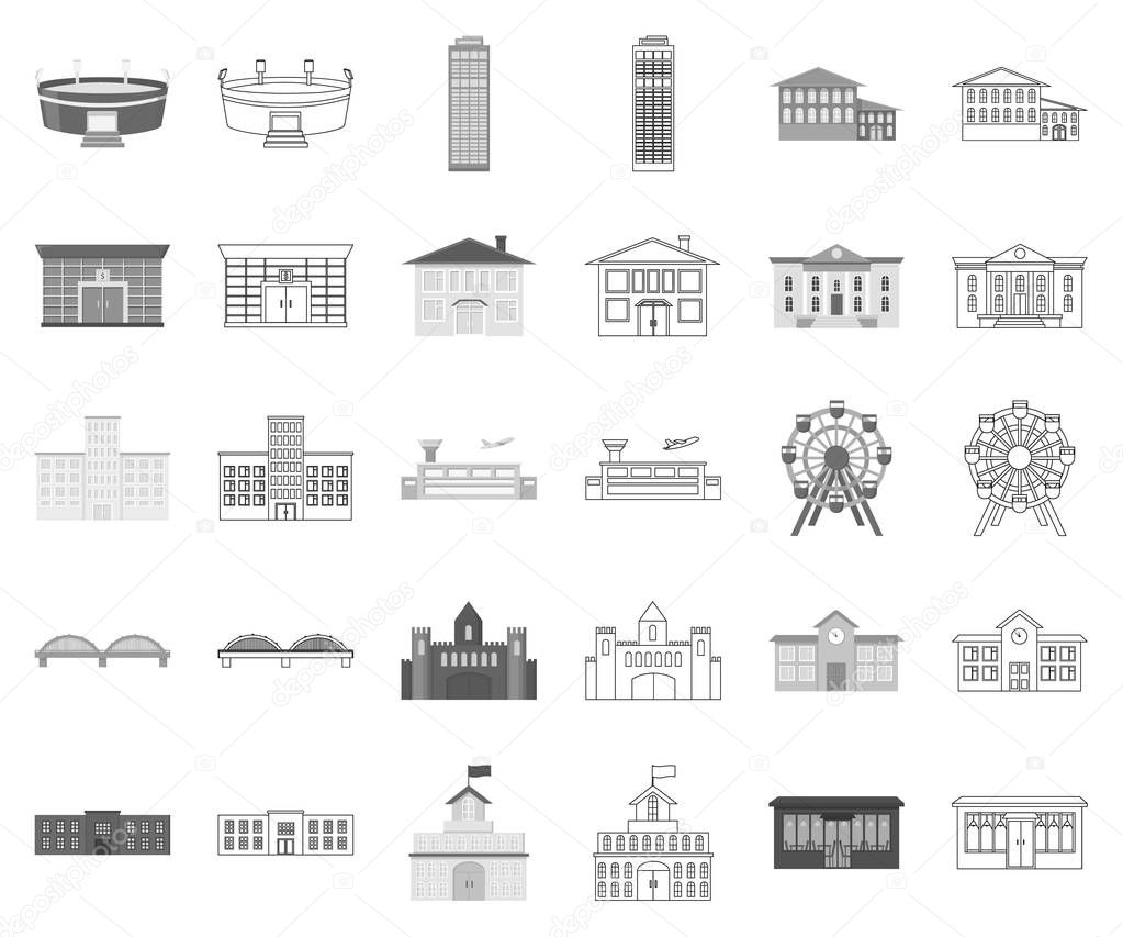 Building repair monochrome,outline icons in set collection for design.Building material and tools vector symbol stock  illustration.