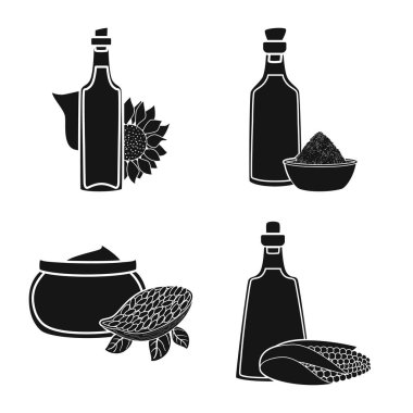 Petrol ve tarım logo vektör Illustration. Petrol ve cam hisse senedi vektör çizim seti.