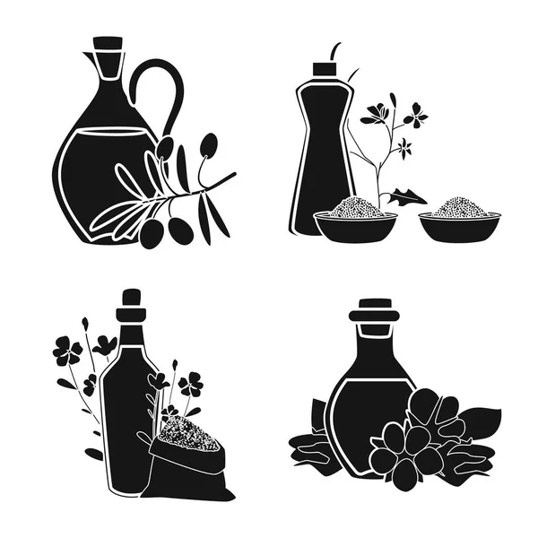 Illustrazione vettoriale del logo di petrolio e agricoltura. Raccolta di olio e vetro stock simbolo per il web . — Vettoriale Stock