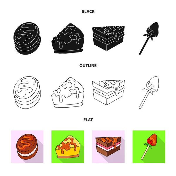 Isoliertes Objekt von Süßwaren und kulinarischem Logo. Sets von Süßwaren und Warenbestand Symbol für Web. — Stockvektor