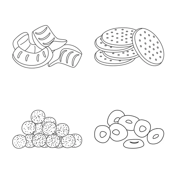 Ilustración vectorial del logotipo del producto y del menú. Colección de producto e icono de vectores de sabor para stock . — Vector de stock