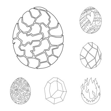 Dinozor ve sihirli işareti vektör tasarımı. Hisse senedi için dinozor ve fantezi vektör simge kümesi.