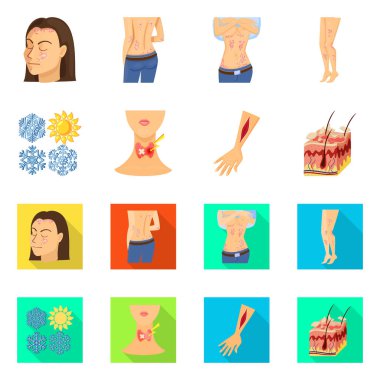 Vektör tasarımı tıbbi ve ağrı sembolü. Hastalık hisse senedi vektör çizim ve tıp topluluğu.