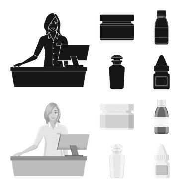 Perakende ve sağlık sembol yalıtılmış nesne. Perakende ve sağlık hisse senedi vektör çizim seti.