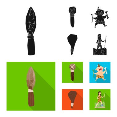 Evrim ve tarih öncesi simge vektör Illustration. Web için evrim ve geliştirme hisse senedi simgesi kümesi.