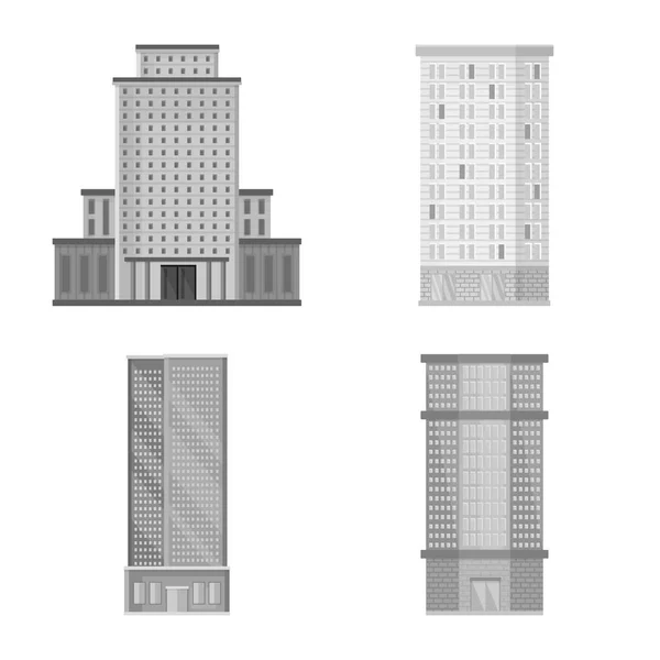 건축과 도시 아이콘의 벡터 디자인입니다. 웹에 대 한 건설과 센터 주식 기호 모음. — 스톡 벡터