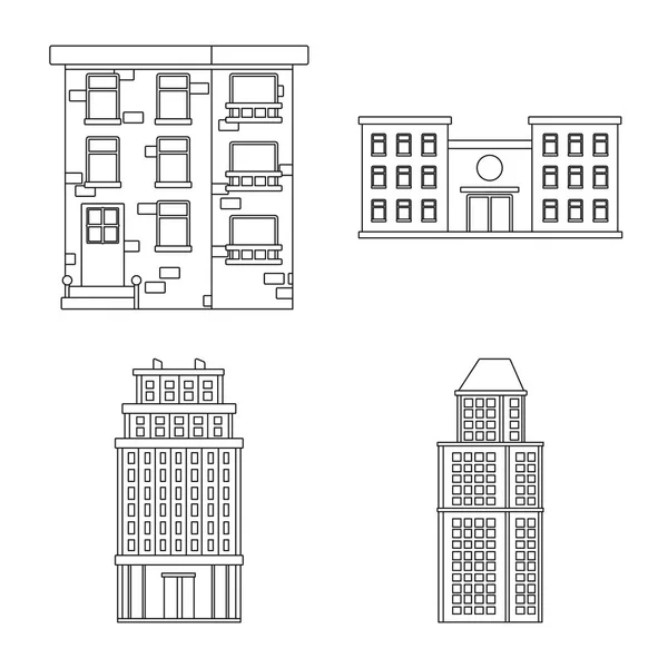 Objet isolé d'architecture et signe extérieur. Collection d'illustrations vectorielles d'architecture et de stock de la ville . — Image vectorielle