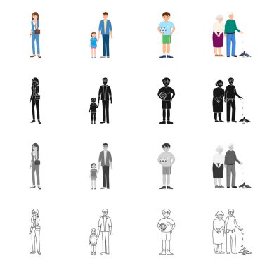 Karakter ve avatar logo vektör Illustration. Karakter ve portre hisse senedi vektör çizim seti.