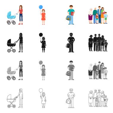 Karakter ve avatar işareti vektör tasarımı. Karakter ve portre hisse senedi vektör çizim seti.