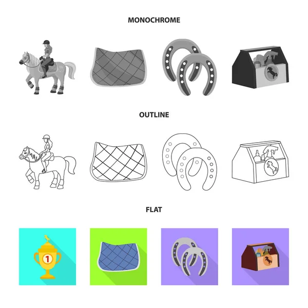 Ilustração vetorial de equipamentos e ícone de equitação. Coleta de equipamentos e símbolo de estoque de competição de web . —  Vetores de Stock