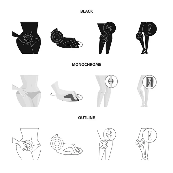 병원 및 렌더링 로고의 고립 된 개체입니다. 병원과 도움 주식 벡터 일러스트 레이 션의 컬렉션. — 스톡 벡터