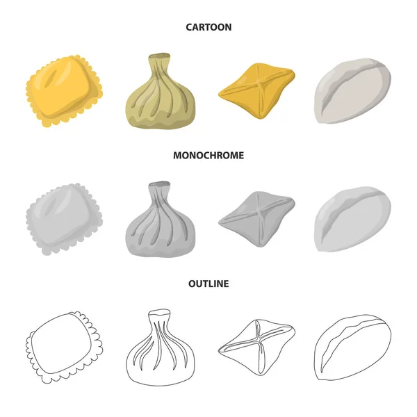 Diseño vectorial de productos y símbolo de cocina. Conjunto de productos y aperitivo icono vectorial para stock . — Vector de stock