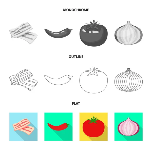 Objeto aislado de sabor y signo del producto. Set de sabores y caldo de cocina símbolo para web . — Archivo Imágenes Vectoriales