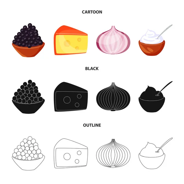 Diseño vectorial del sabor y el icono del producto. Juego de ilustración vectorial de sabor y caldo de cocina . — Archivo Imágenes Vectoriales