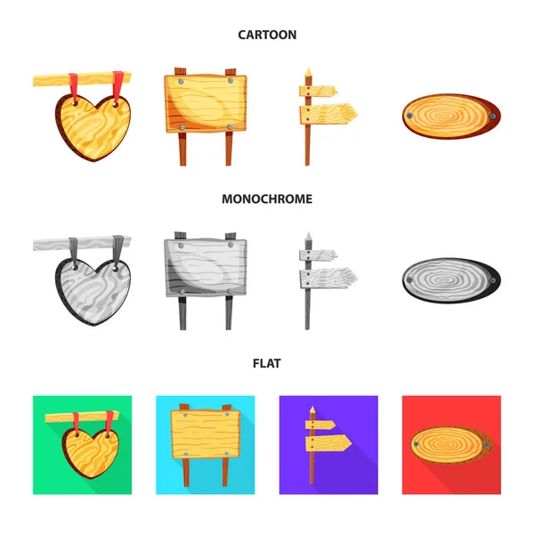 Oggetto isolato di logo grezzo e forestale. Set di icone vettoriali in legno grezzo e duro per magazzino . — Vettoriale Stock