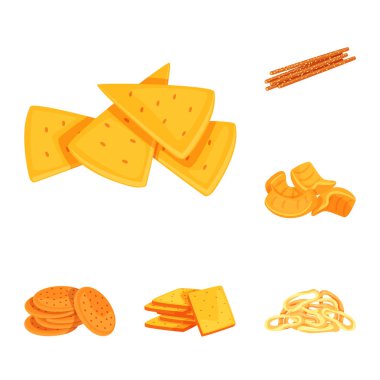 Gıda ve gevrek logo vektör çizimi. Gıda ve lezzet hisse senedi simgesi için web topluluğu.