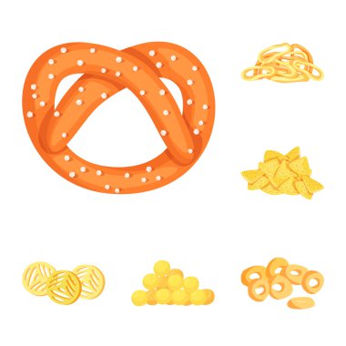 Gıda ve gevrek işareti vektör çizimi. Gıda ve lezzet hisse senedi vektör çizim seti.