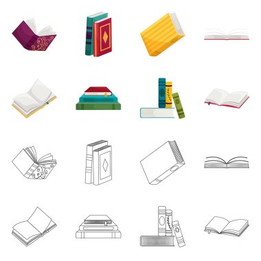 İzole işareti eğitim ve kapak nesne. Eğitim ve hisse senedi için kitapçı vektör simge koleksiyonu.