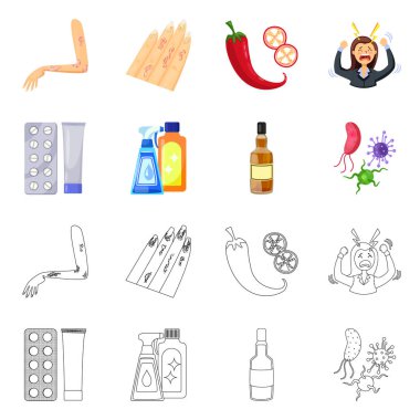 Tıbbi izole nesne ve ağrı sembolü. Hastalık hisse senedi vektör çizim ve tıp kümesi.