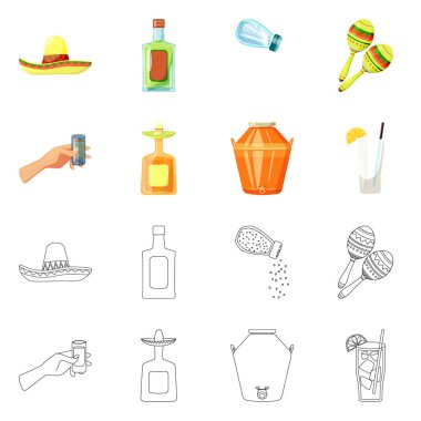 Kafe ve Latin simge vektör tasarımı. Kafe ve hisse senedi için ulusal vektör simge kümesi.