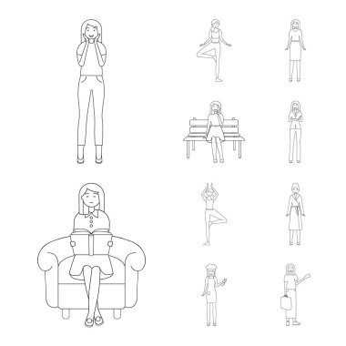 Duruş ve ruh kutsal kişilerin resmi yalıtılmış nesne. Duruş ve hisse senedi için kadın vektör ikon koleksiyonu.