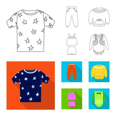 Moda ve giysi logo yalıtılmış nesne. Hisse senedi için moda ve pamuk vektör simge topluluğu.