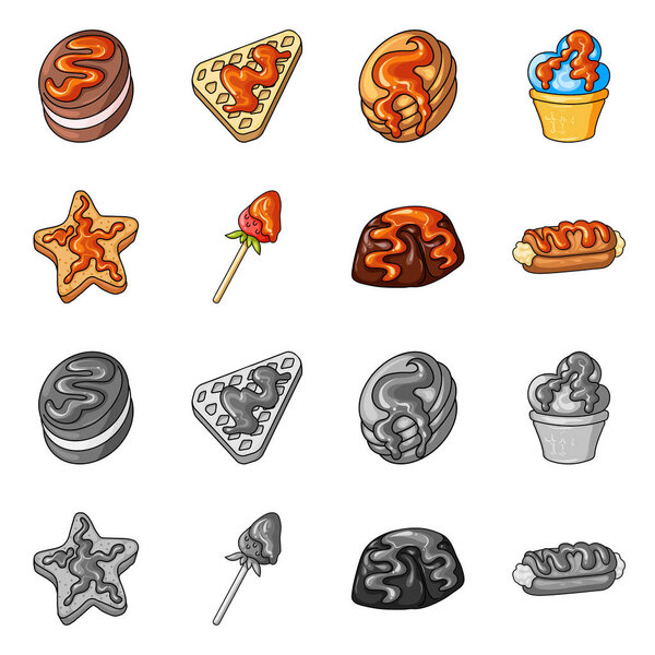 Vector illustration of confectionery and culinary sign. Set of confectionery and product stock vector illustration.