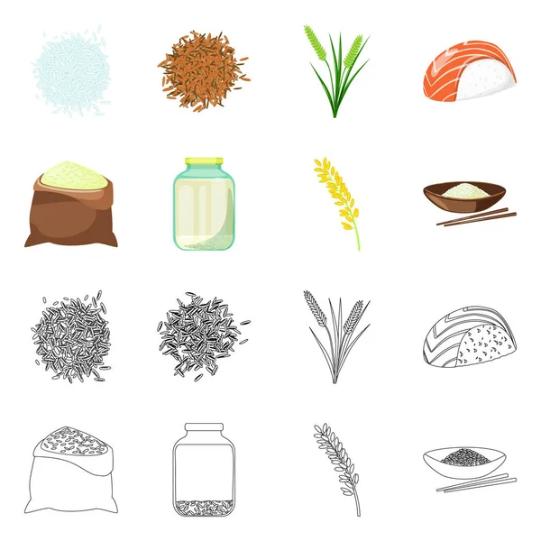 Векторная иллюстрация урожая и экологического символа. Коллекция векторных значков урожая и приготовления пищи для склада . — стоковый вектор