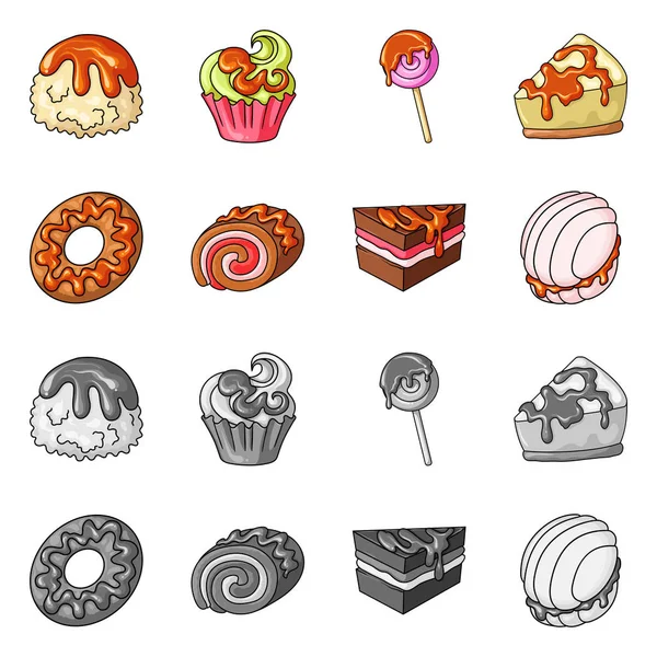 Vector illustration of confectionery and culinary symbol. Collection of confectionery and product vector icon for stock. — Stock Vector