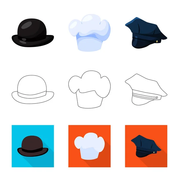 Ізольований предмет одягу та логотипу шапки. Набір одягу та березового символу для Інтернету . — стоковий вектор
