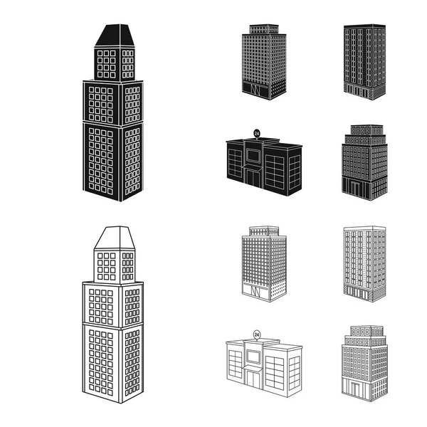 Diseño vectorial de construcción y letrero de edificio. Conjunto de construcción y vector inmobiliario icono para stock . — Vector de stock