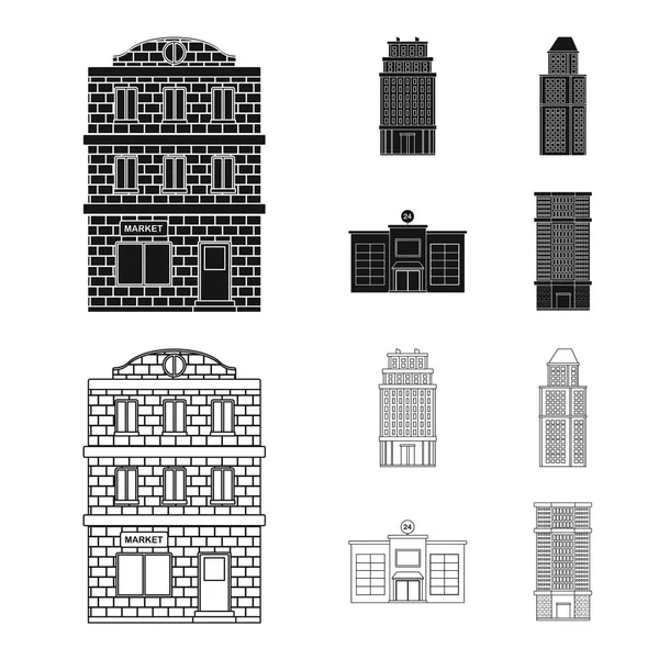 Vektorillustration av kommunalt och centrerat ikonen. Uppsättning av kommunalt och estate lager vektorillustration. — Stock vektor